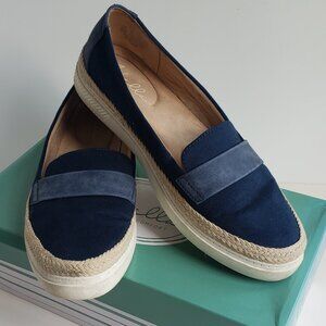 Abella Lexie Navy Blue Micro Suede Slip-on, Espadrille Faux Suede, Size 8.5